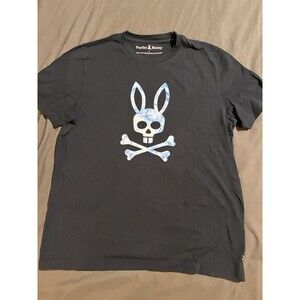 Psycho Bunny Graphic Tee Short Sleeve Black and Blue Sky Skull Logo Size 5 MED